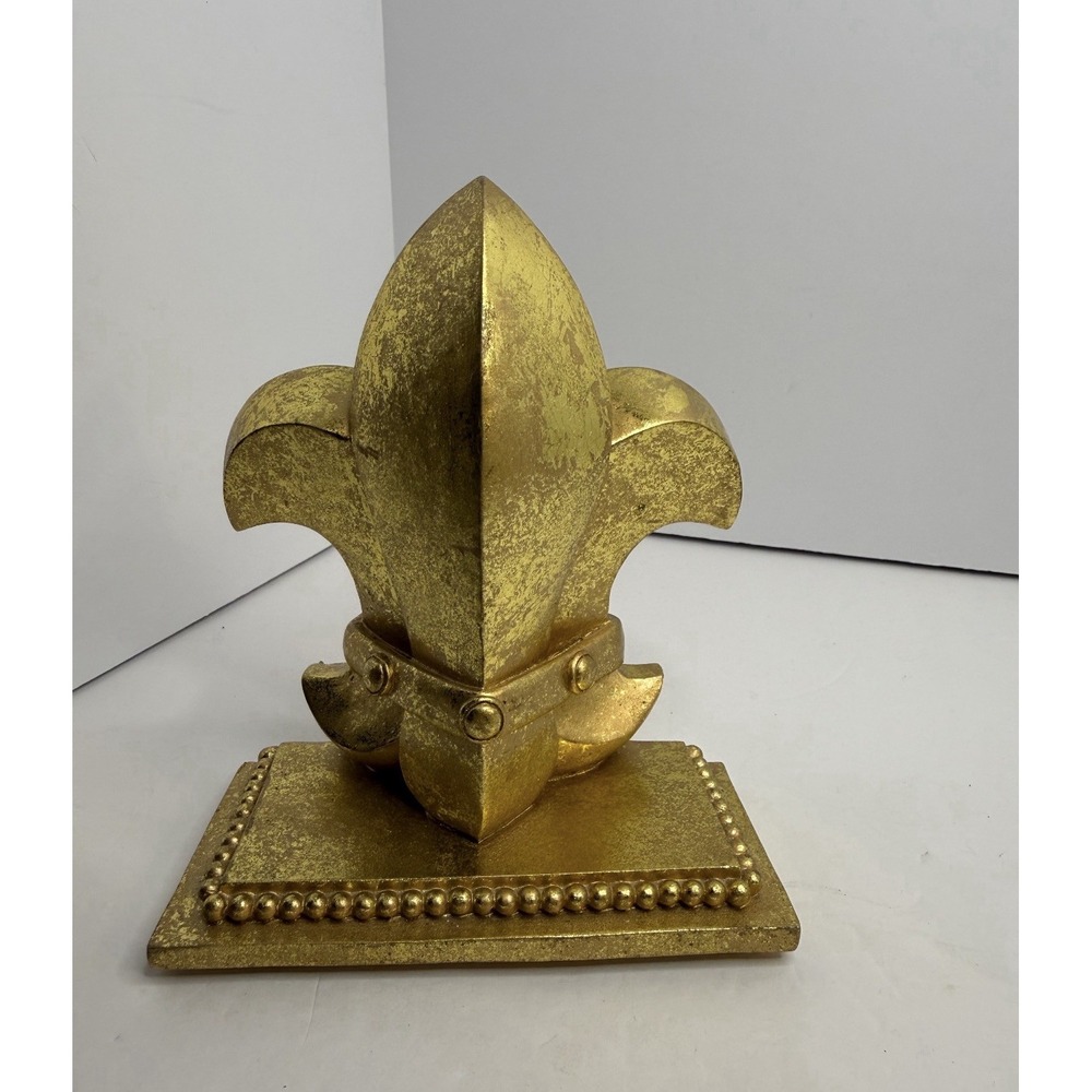 Brushed Gold Vintage Fleur‎ de Lis Bookend (1) Home Or Office